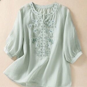 Embroidered Light Green Women's Top